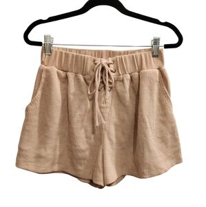 Princess Polly Tan Waffle Knit Drawstring Shorts Size 4